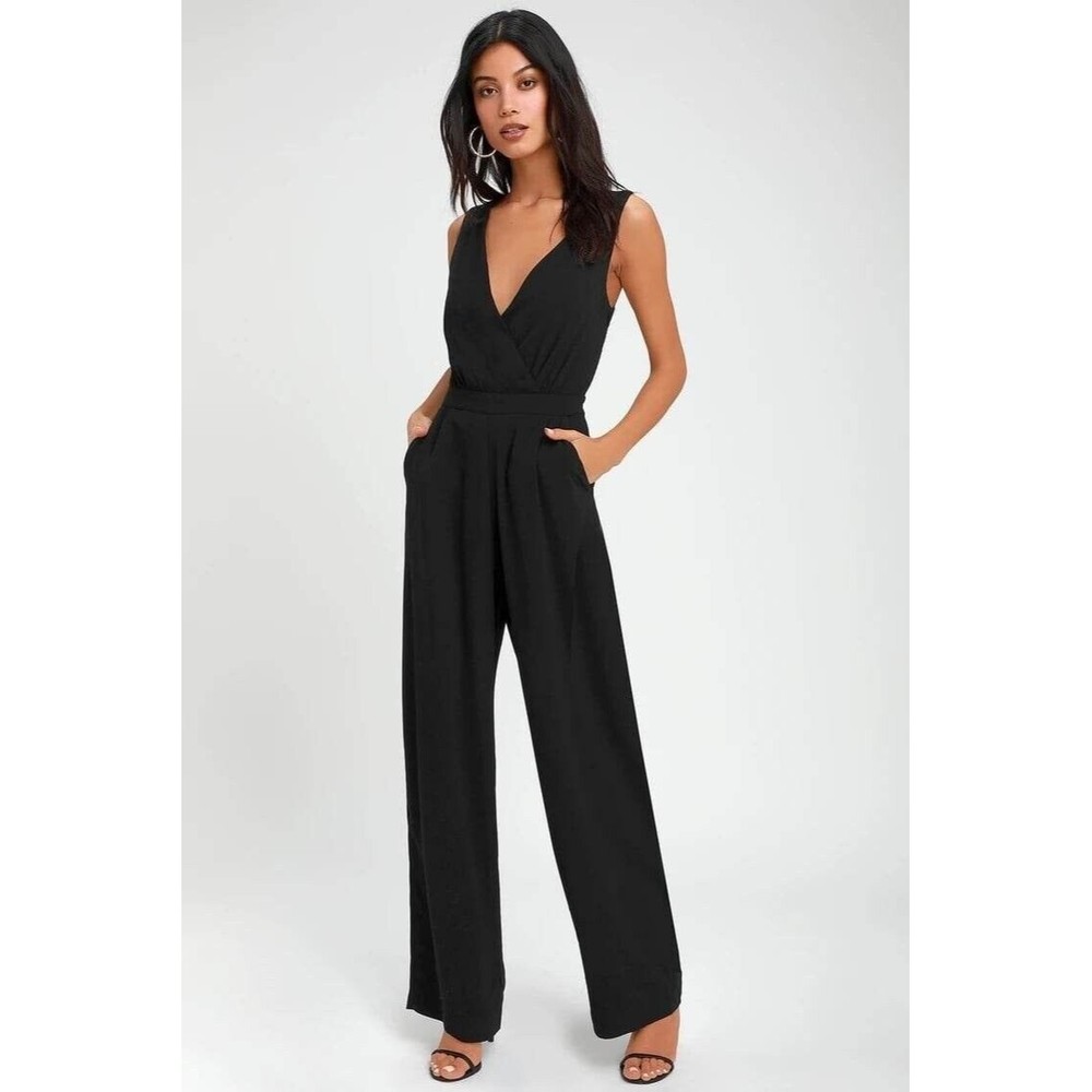 NWOT size small Lulus Kiska Black Lace Wide-Leg Jumpsuit